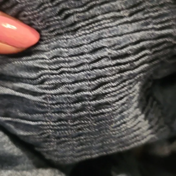 Indigo & Lace Blue Denim Puff Sleeve Dress. Short Sleeves. - Picture 6 of 6